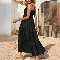 Boho Beach Hut Beach Dress, Boho Dress, Summer Dress, Maxi Dress, black dress, green dress, blue dress, Casual Dress Sleeveless Spaghetti Strap Casual Long Dress