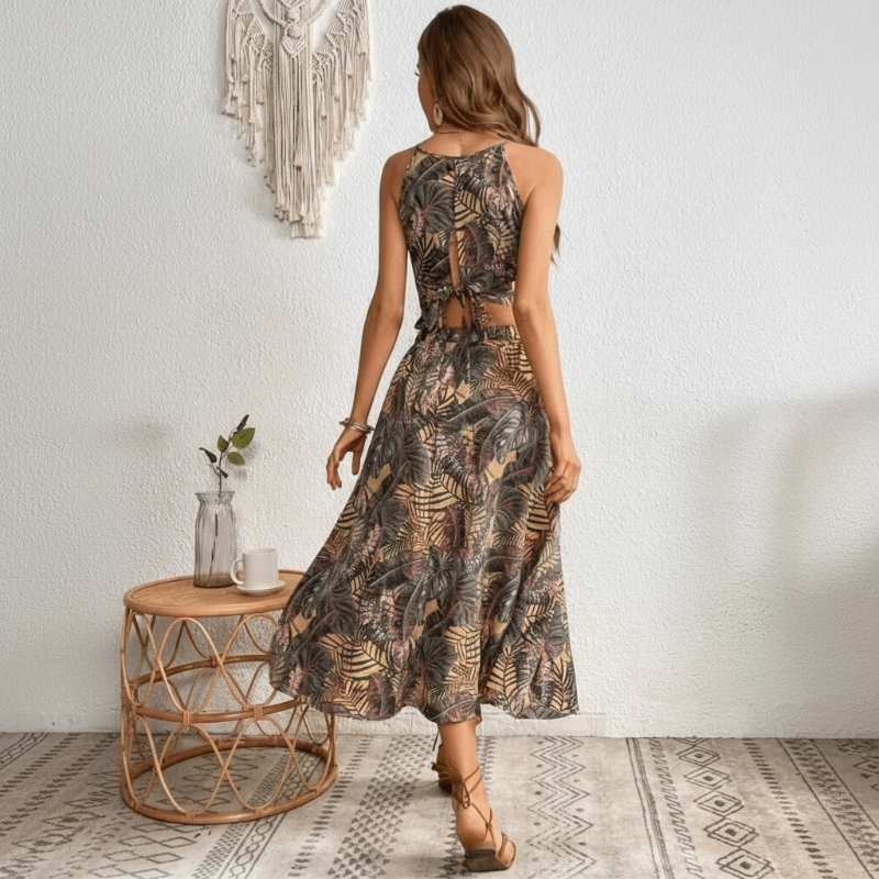 Boho Beach Hut Beach Dress, Boho Dress, Summer Dress, Midi Dress, Sleeveless Dress, Crop Top Dress, Two Piece Dress Boho Two Piece Floral Crop Top and Skirt Set
