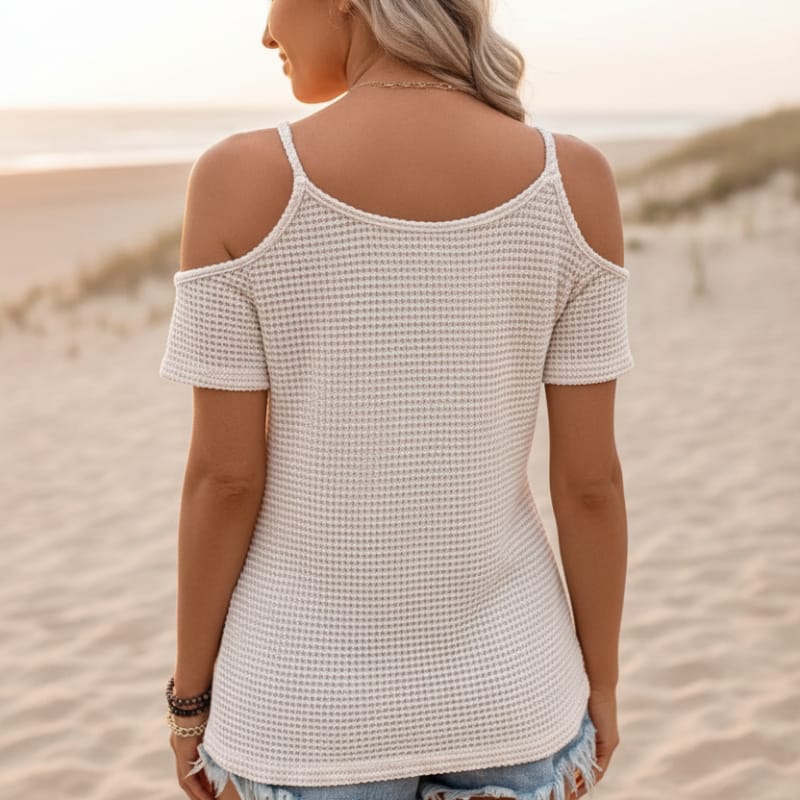 Boho Off Shoulder Crochet Knit Top – Summer Hollow Lace Blouse