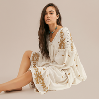 Boho Beach Hut Boho Dress, Midi Dress Boho Vintage Midi Dress Off White / S