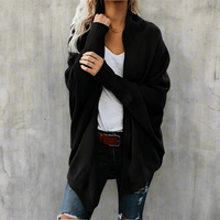 Boho Beach Hut Cardigans, Sweater Batwing Knitted Cardigan Black / One Size