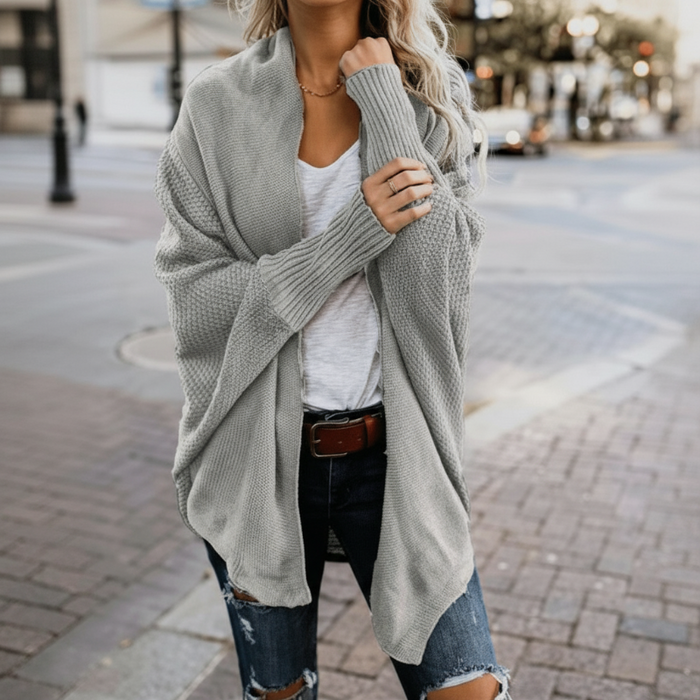 Boho Beach Hut Cardigans, Sweater Batwing Knitted Cardigan Gray / One Size