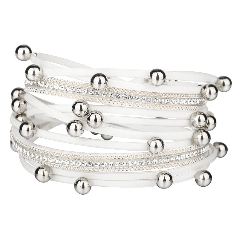 Handmade Mini Sleek Silver Tube Multi-Strand Women's Leather Bracelet -  Joan of Artware
