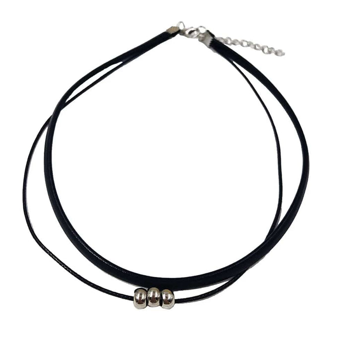 Boho Beach Hut Choker Necklaces Black Leather Choker Necklace