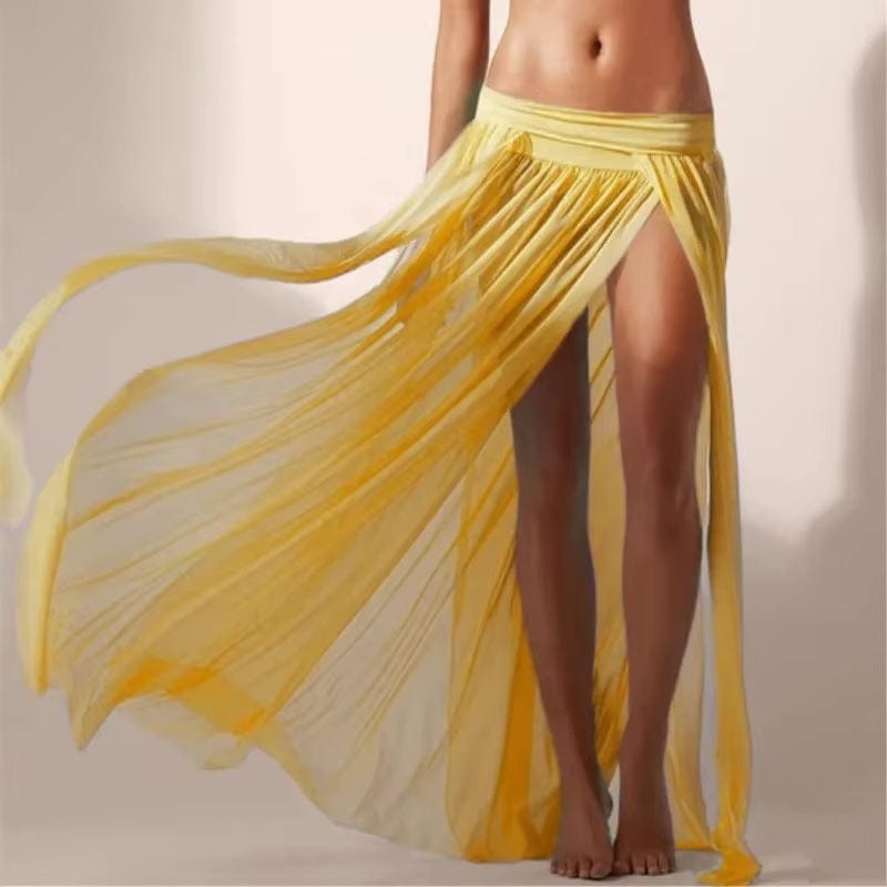 Boho Beach Hut Cover-Up Skirt, Bikini Cover Up Skirt Summer Beach Cover Up Skirt Yellow / One Size