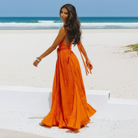 Boho Beach Hut Cover-Ups, Dress, Maxi dress Boho Backless Bandage Maxi Dress