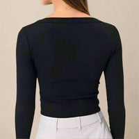 Boho Beach Hut Crop Top, Long Sleeve Shirt Long Sleeve Crop Top