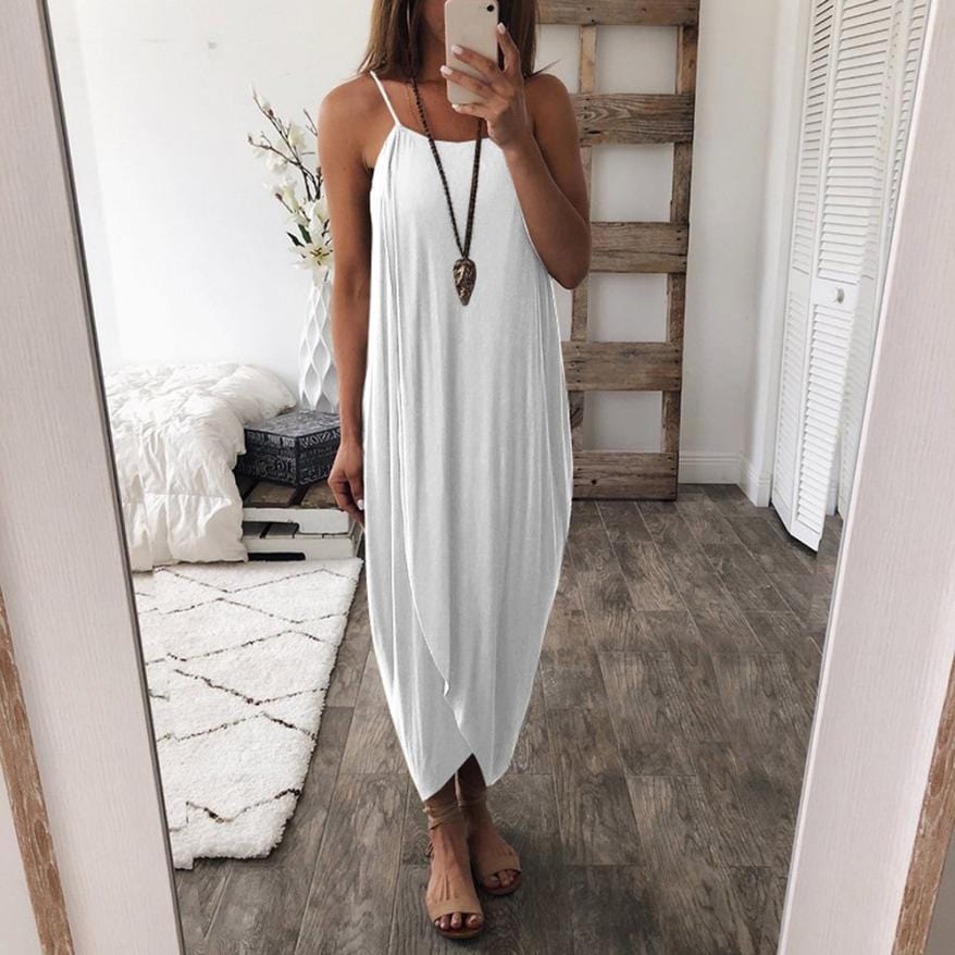 Spaghetti strap maxi dress casual online