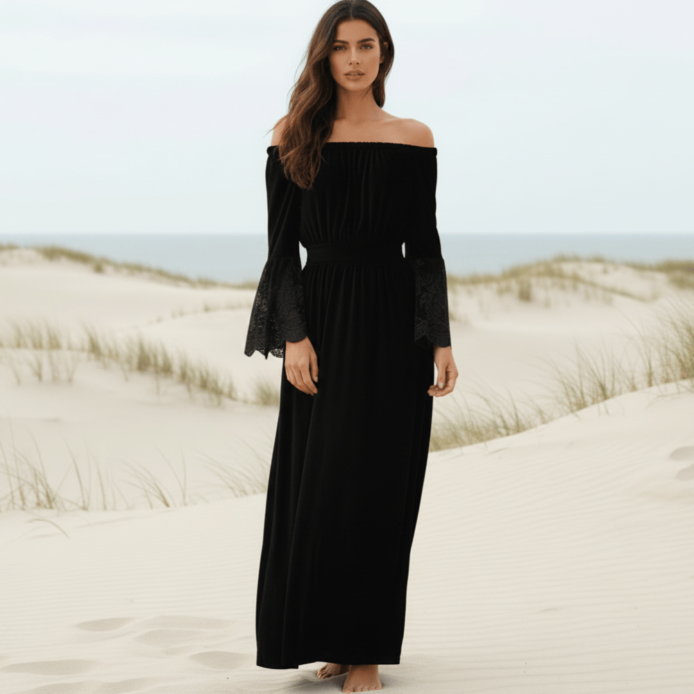 Boho Lace Beach Maxi Dress – White & Black Ankle-Length Summer Dress – Boho  Beach Hut