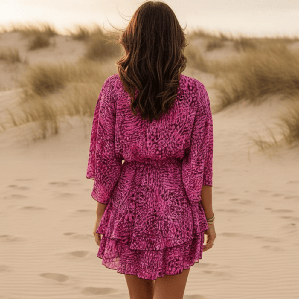 Boho Purple Floral Mini Dress VNeck, Short Sleeve Summer Dress in Purple | Women's Boho Fashion | 3XL | Polyester Boho Purple Floral Mini Dress VNeck, Short Sleeve Summer Dress in Purple | Women's Boho Fashion | 3XL | Polyester