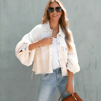 Boho Beach Hut Jackets, Coats Distressed Frayed Boho Jacket Beige / S
