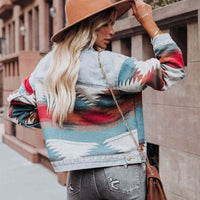 Boho Beach Hut Jackets, Denim Jackets, Geometric Print Jacket Boho Denim Jacket