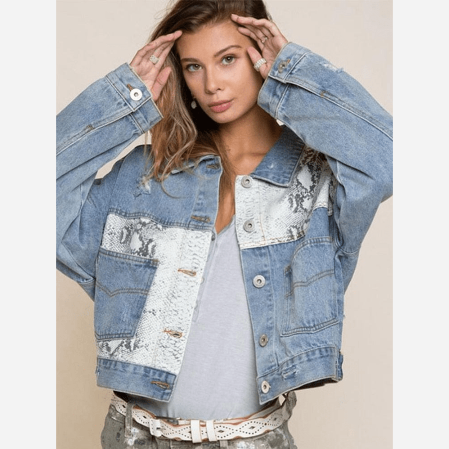 Boho Snake Print Denim Jacket