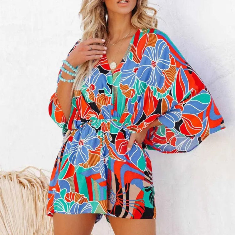 Boho Beach Hut Jumpsuits, Romper, Playsuit Boho Floral Print Romper
