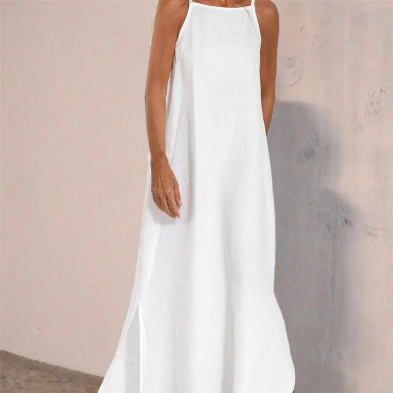 Boho Beach Hut Maxi Dress White / M Boho Sleeveless Maxi Dress