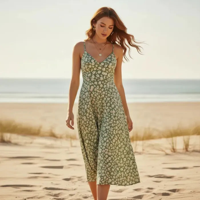 summer beach midi dresses Boho Floral Tie Back Midi Dress – Sleeveless Summer Beach Sundress – Boho  Beach Hut