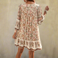 Boho Beach Hut Mini Dress, Summer Dress Boho Floral Mini Dress
