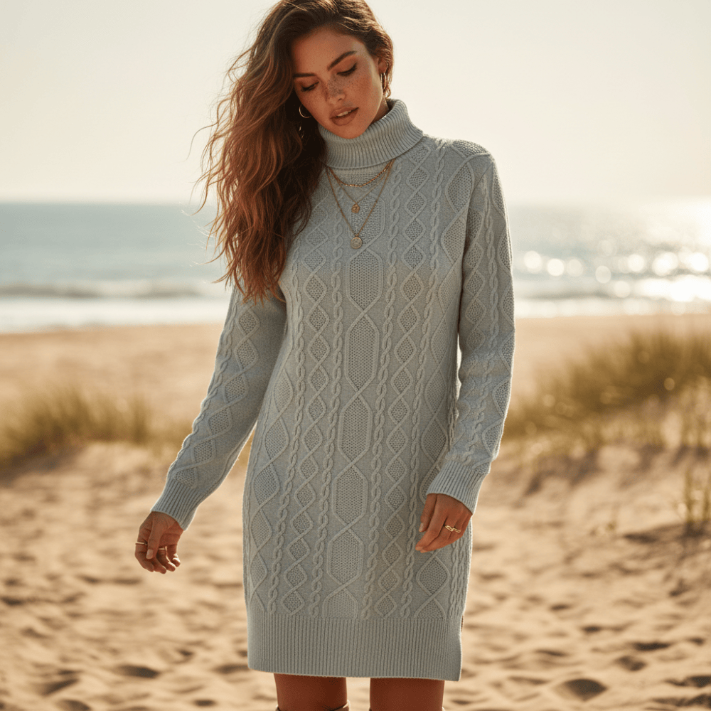oversized turtleneck sweater dress with Tulle Ruffle Hem | Womens Long Sleeve Knit Mini Jumper Dress for Fall Winter Spring/Fall/Winter High Neck Sweater Knit Tunic Dress Stretchable Oversized Sweater Dresses Soft Women's Turtleneck Ribbed Sweater Dress