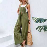 Boho Beach Hut Overalls, Jumpsuit Boho Casual Flare Leg Jumpsuit Overalls Army Green / S