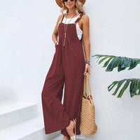 Boho Beach Hut Overalls, Jumpsuit Boho Casual Flare Leg Jumpsuit Overalls Burgundy / S