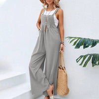 Boho Beach Hut Overalls, Jumpsuit Boho Casual Flare Leg Jumpsuit Overalls Gray / S