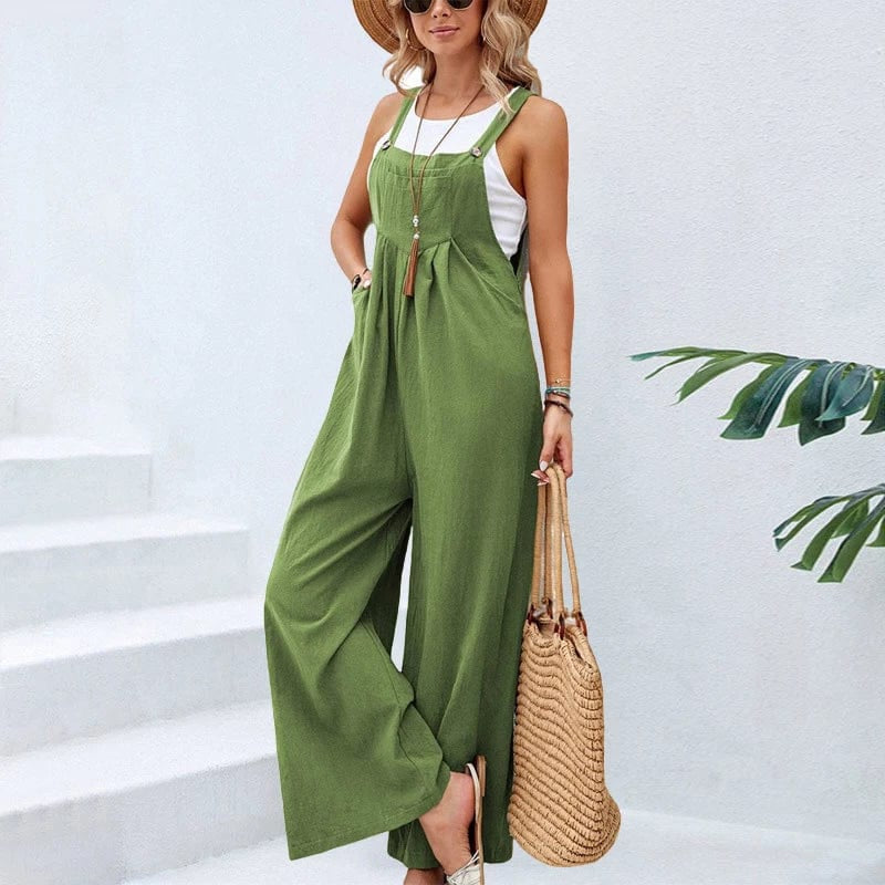 Boho Beach Hut Overalls, Jumpsuit Boho Casual Flare Leg Jumpsuit Overalls Green / S