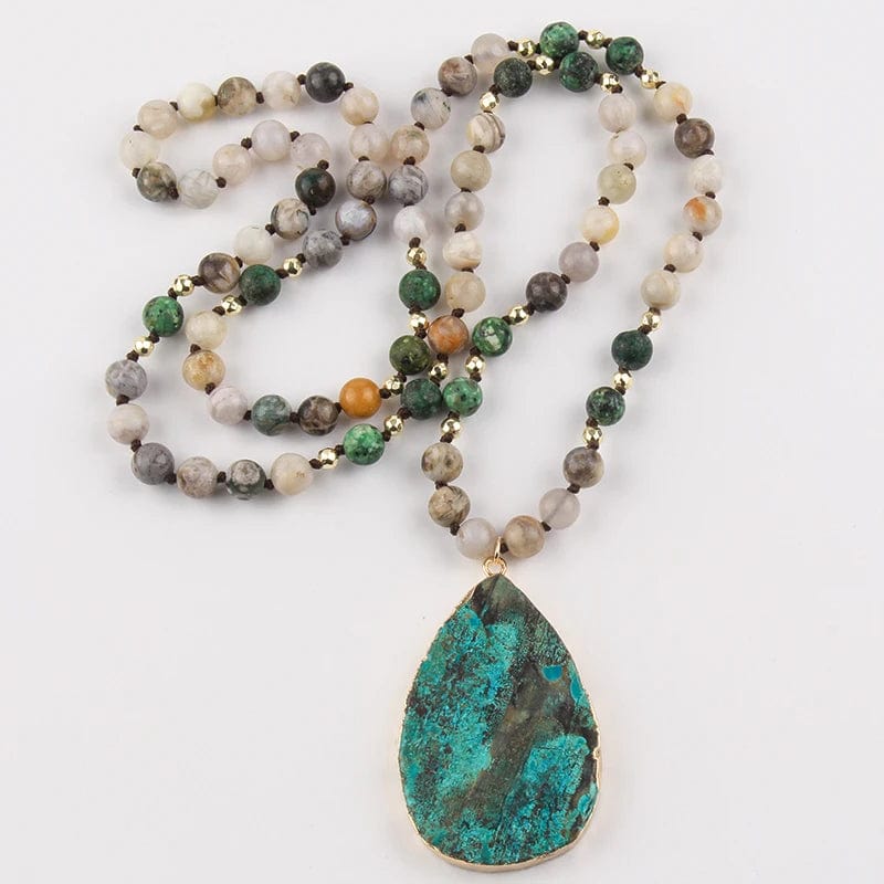 Boho Turquoise Beads Necklace Stone Pendant Necklace Jewelry