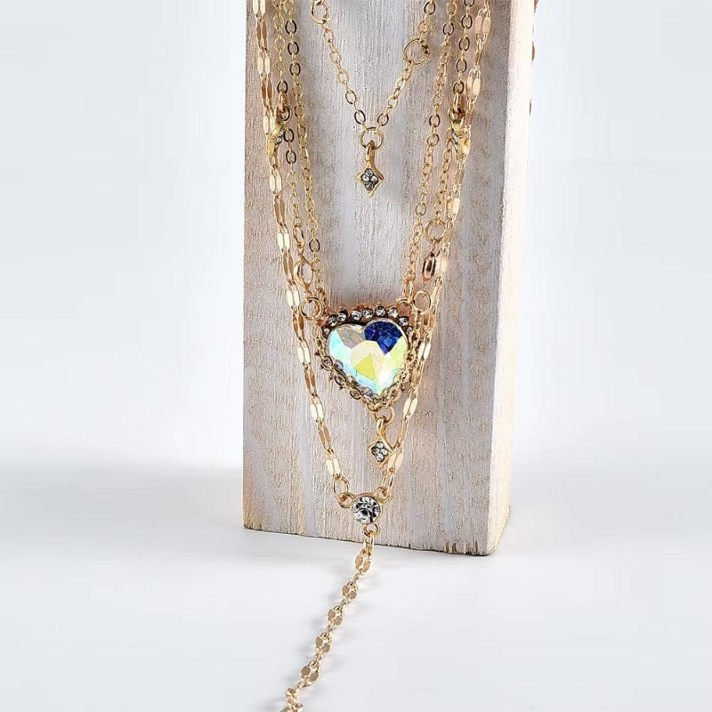 Boho Beach Hut Pendant Necklaces, Gold Necklace, Multi-layered Necklace, Choker Necklace Boho Vintage Gold Crystal Heart & Star Pendant Necklace Gold / One Size