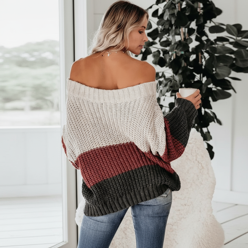 Boho Beach Hut Pullovers, Sweater, Knit Sweater, Boho Sweater Large Striped Bohemian Sweater