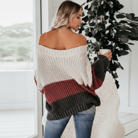 Boho Beach Hut Pullovers, Sweater, Knit Sweater, Boho Sweater Large Striped Bohemian Sweater