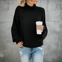 Boho Beach Hut Pullovers, Sweater, Knit Sweater Black / S Knit Loose Pullover Fashion Sweater