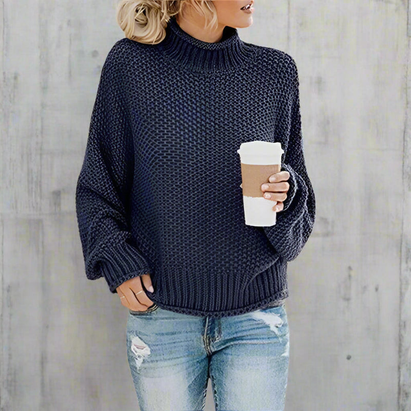 Boho Beach Hut Pullovers, Sweater, Knit Sweater Navy Blue / S Knit Loose Pullover Fashion Sweater