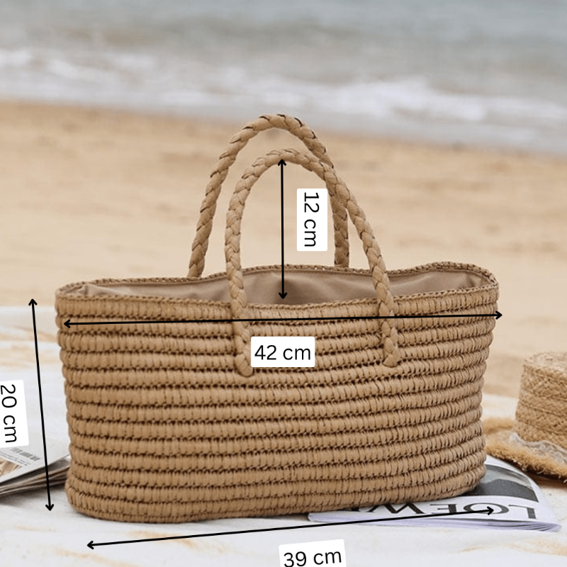 Boho Beach Hut Purse, Tote, beach bag, handbag, woven straw bag Bohemian Woven Straw Tote Bag Khaki / One Size