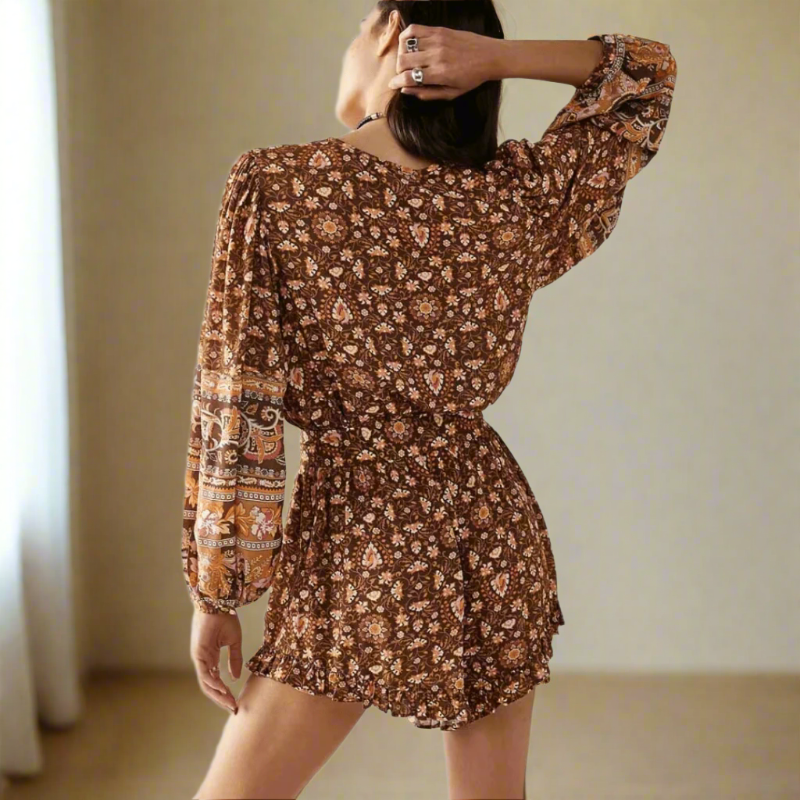 Boho Beach Hut Romper, Mini Romper, Floral Romper Boho Floral Mini Romper