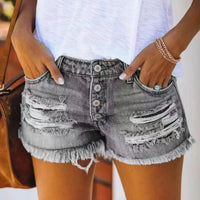 Boho Beach Hut Shorts, Jean Shorts, Holey Shorts, Distressed Shorts Ripped Distressed Shorts Gray / S