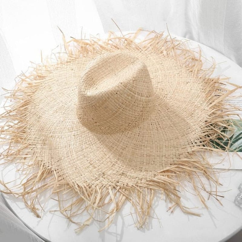 Vintage J Hats Woven Sun Hat Beach Style Wide Brim boho Print Headband USA Boho Hat - Summer Hats, Sun Hat, Beach Hat - Wide Brim Straw  main image 3