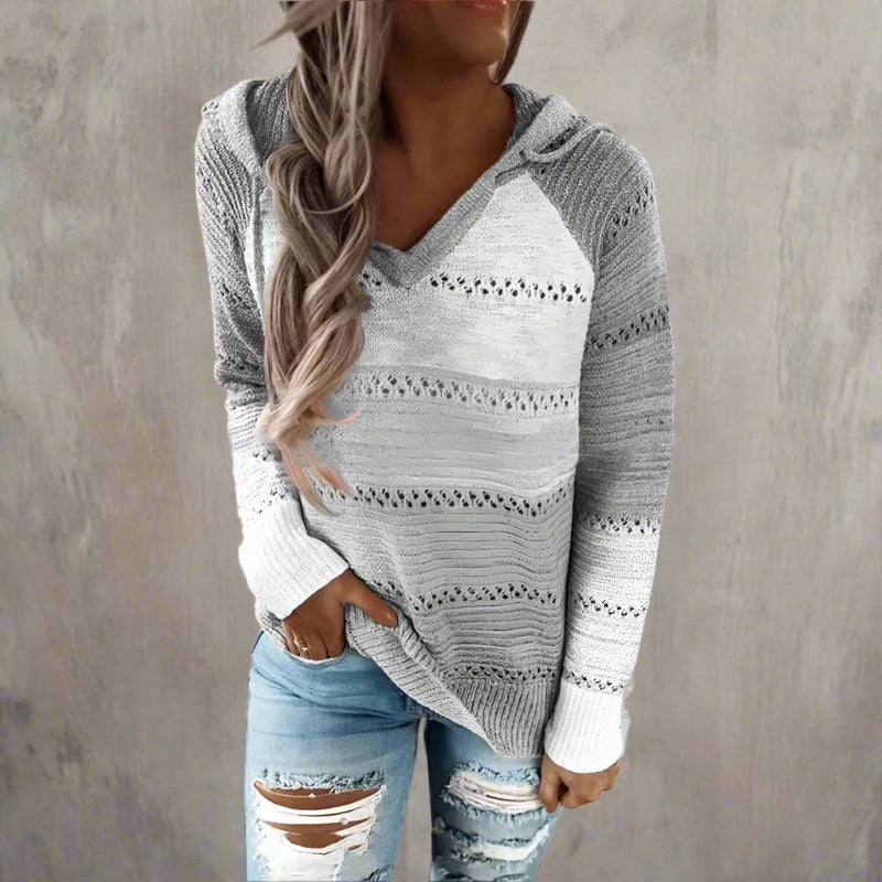 Boho Beach Hut Sweater, Pullover Sweater Boho Patchwork Pullover Sweater Gray / S