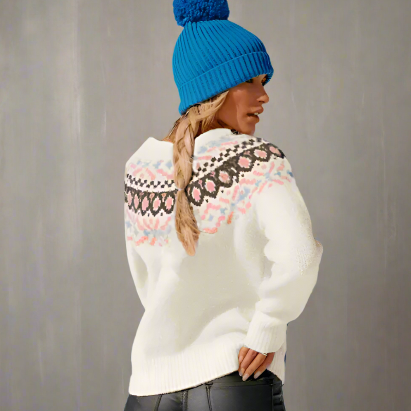 Boho Beach Hut Sweater, Pullover Sweater Boho Vintage Knit Pullover Sweater
