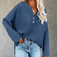 Boho Beach Hut Sweaters, Knit Sweaters Bohemian Long Sleeve Sweater Blue / S