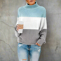 Boho Beach Hut Sweaters, Pullovers, Knit Sweaters Boho Striped Knit Sweater Blue / S