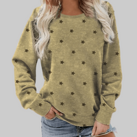 Boho Beach Hut T-Shirts, Long Sleeve Shirt Star Print Long Sleeve Shirt Green / S