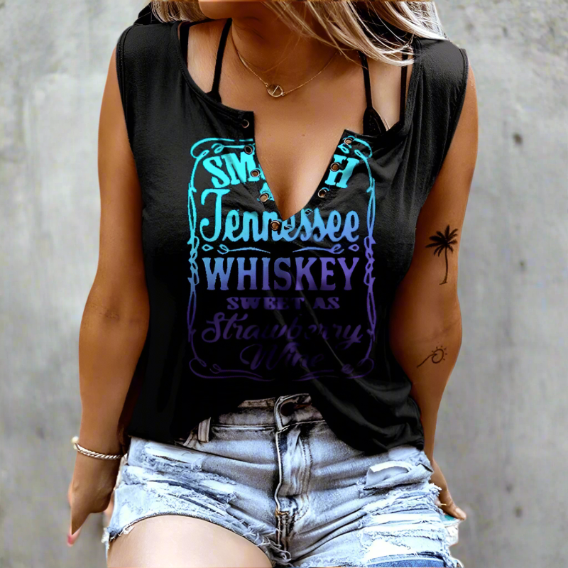 Boho Beach Hut Tank Tops, Shirts, Tops Smooth As Tennessee Whiskey Tank Blue / S