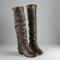 Boho Beach Hut Women's Footwear, high rise boots, fashion boots, black boots, brown boots, white boots Boho Fashion Boots Brown / 4