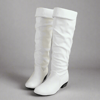 Boho Beach Hut Women's Footwear, high rise boots, fashion boots, black boots, brown boots, white boots Boho Fashion Boots White / 4