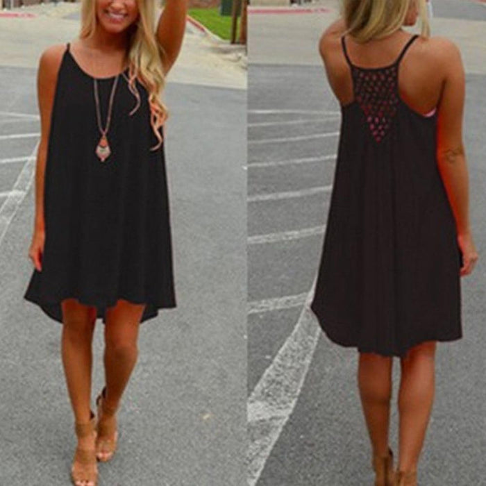 Boho Beach Hut Beach Dress, Chic Dress, Boho Dress, Summer Dress, Sun Dress, Mini Dress, white dress, black dress, blue dress, pink dress, orange dress, yellow, sleeveless dress, cover up, plus size dress Sleeveless Summer Beach Dress Black / S
