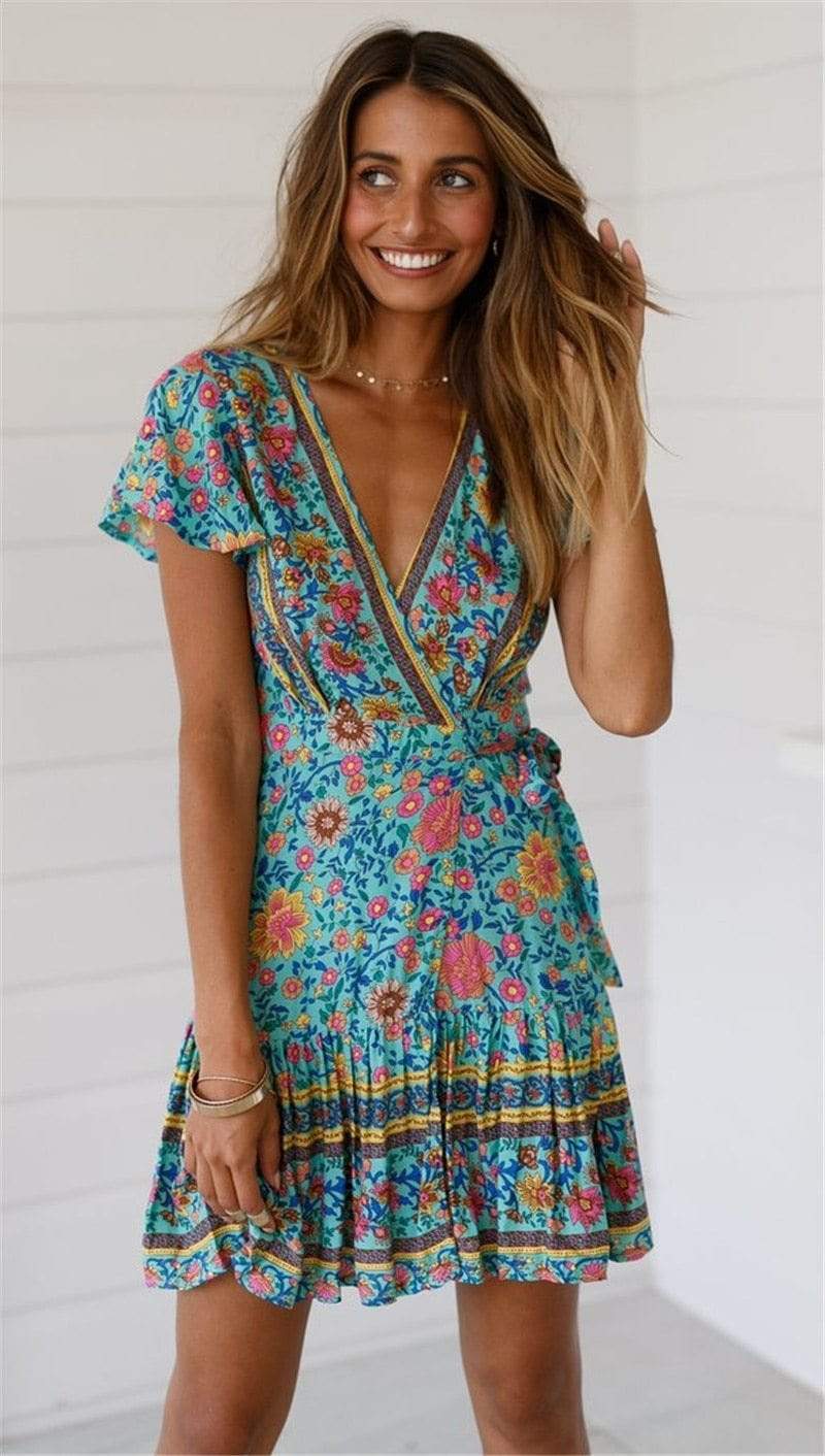 Mini Gypsy Dress with Floral Pattern