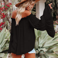Boho Beach Hut Blouse, Off Shoulder Top, Long Sleeve Top Sexy Off Shoulder Flare Long Sleeve Boho Top