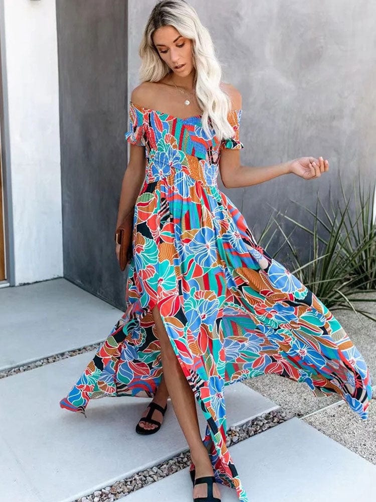 Off the shoulder long summer dress shop