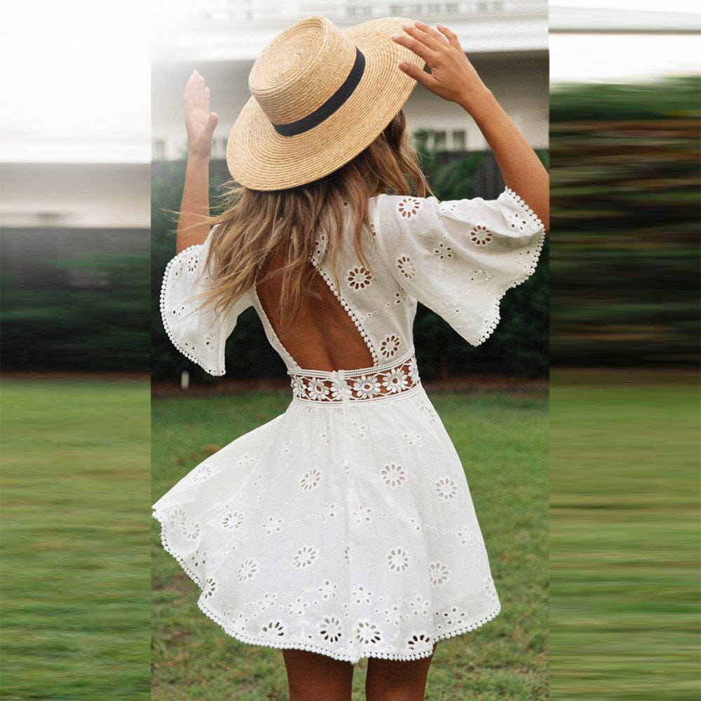 White Boho Chic Summer Mini Dress – Boho Beach Hut