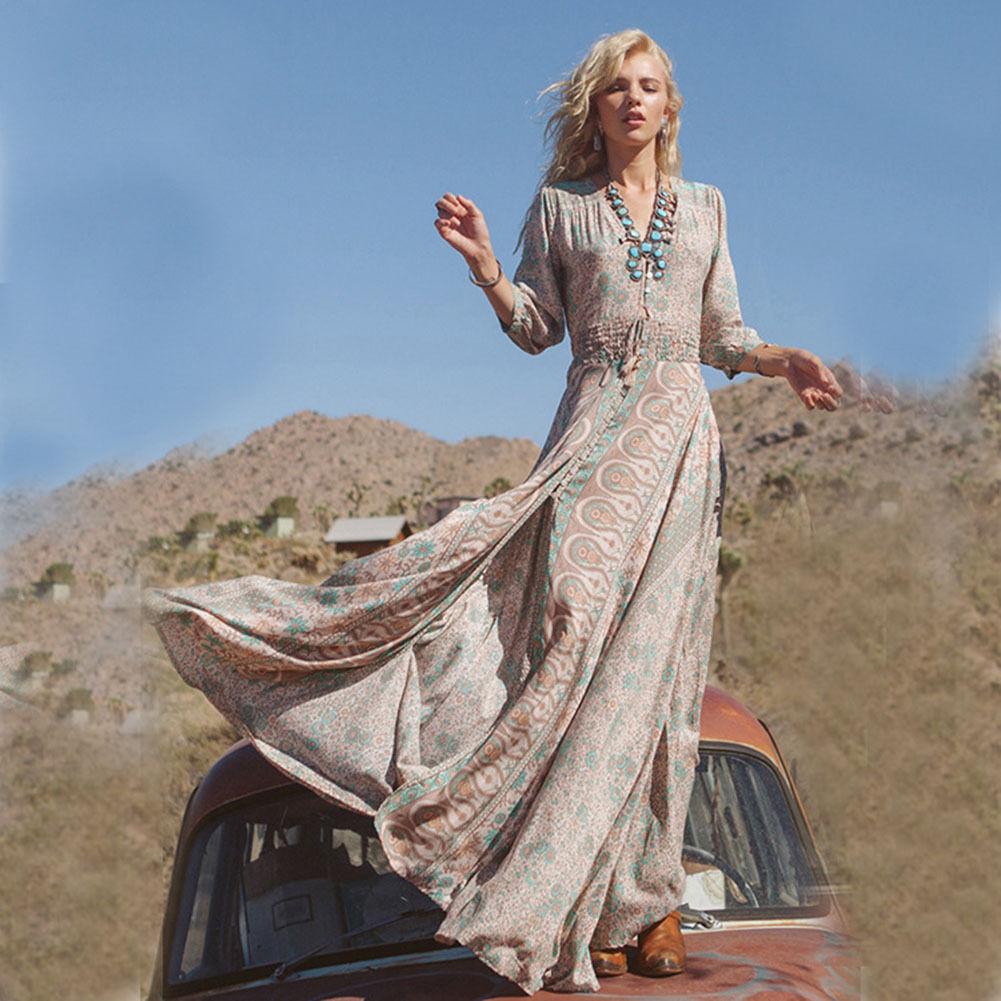 Bohemian floor length dress hotsell